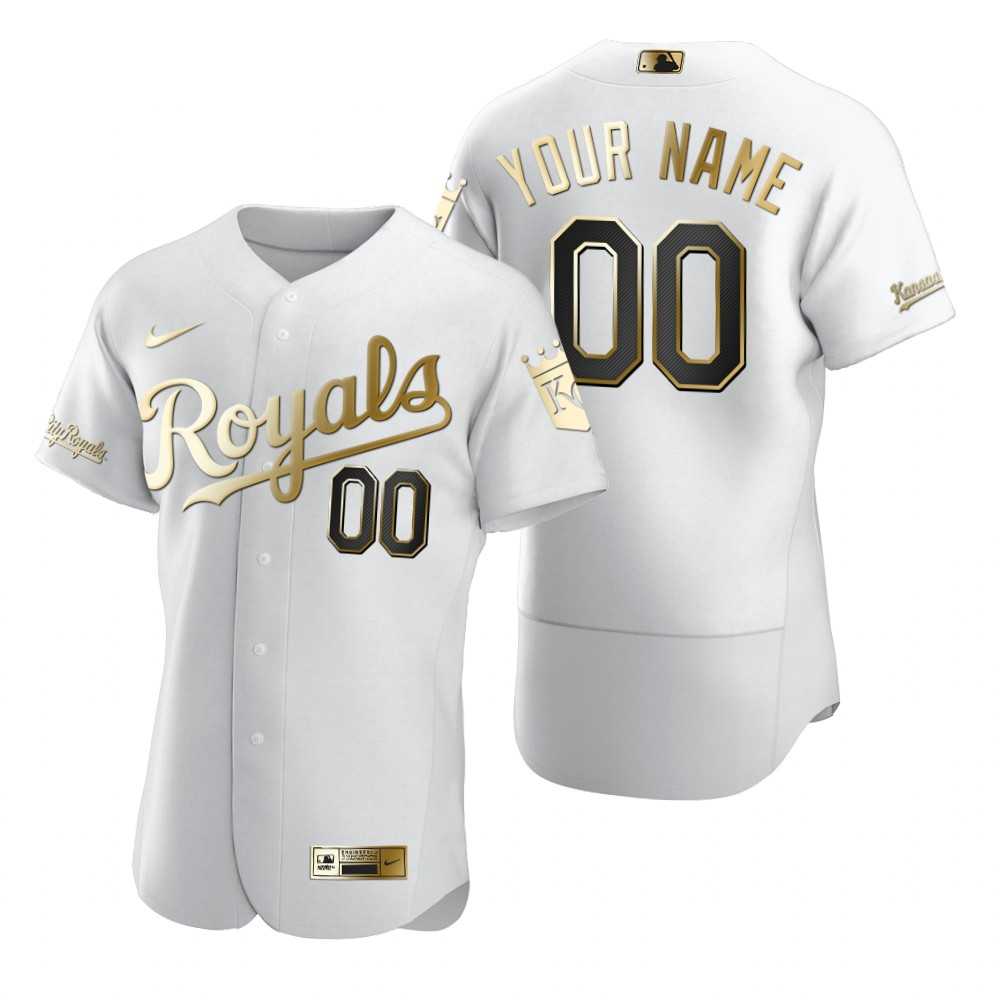 Kansas City Royals Customized Nike White Stitched MLB Flex Base Golden Edition Jersey